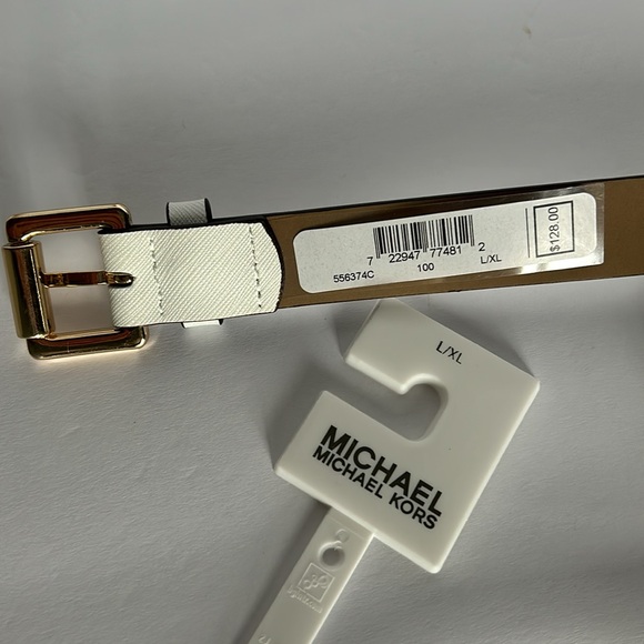 🆕 MICHAEL KORS Gold Studded Genuine Leather Belt Bag White NWT Size Large / XL - Picture 13 of 16